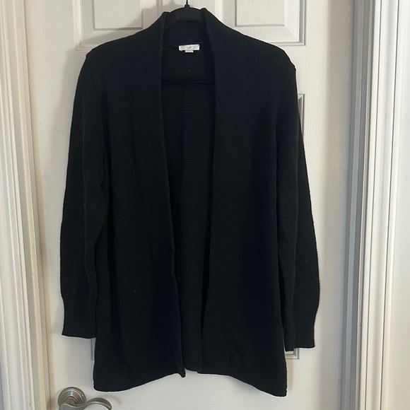 J Jill black shawl collar open front cardigan black medium petite - Picture 1 of 5